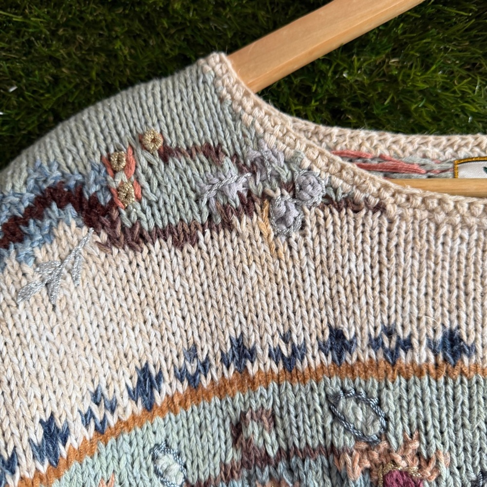 Vintage Heirloom Collectibles Hand Knit Sweater Beaded Embellished Cottagecore - Picture 7 of 7